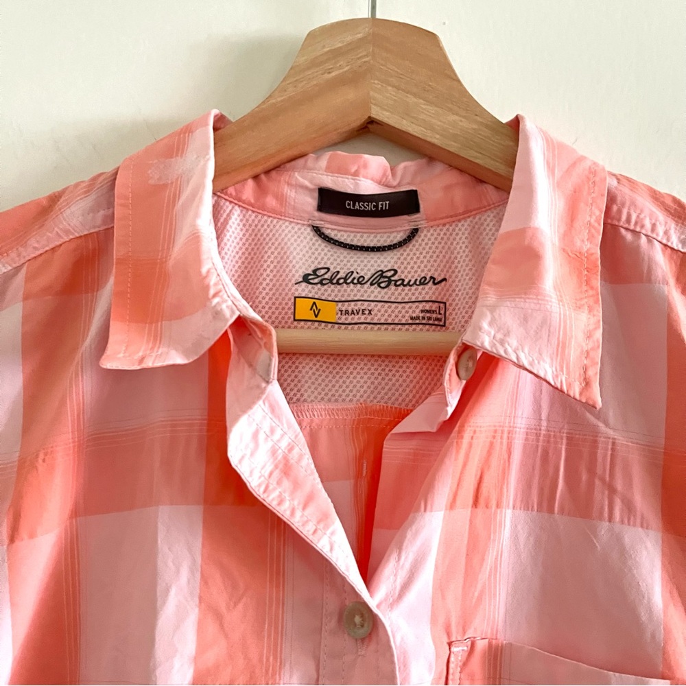 Eddie Bauer Travex Plaid Ventilated Outdoor Short Sleeve Top Classic Hiking - Picture 9 of 10
